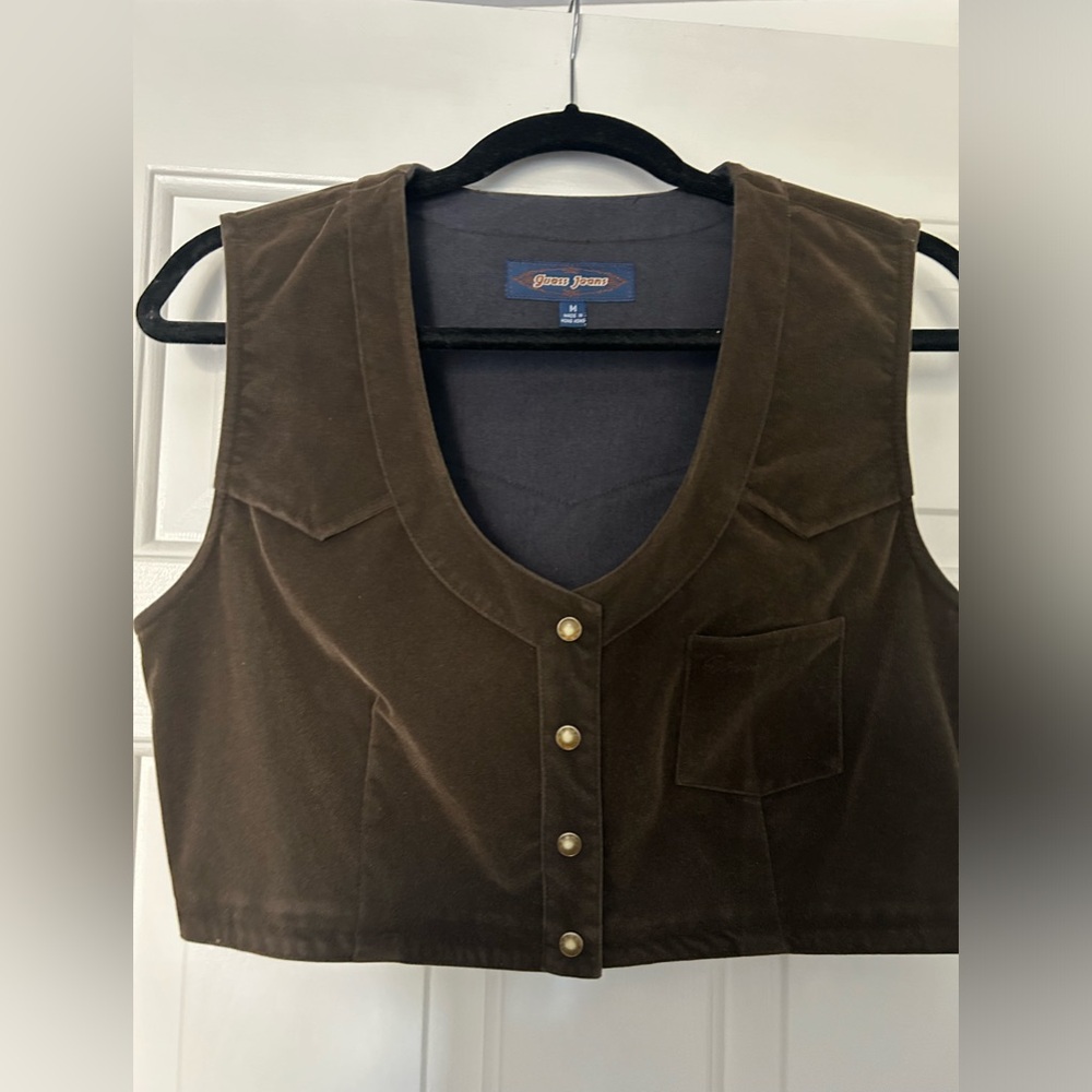 Y2K Guess Jeans Snap Front Cropped Western Vest